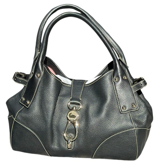 Dooney & Bourke Black Logo Lock Leather Bag - Picture 1 of 15